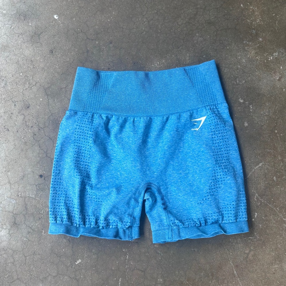 Gymshark Energy+ Seamless Shorts Womens S Blue Excellent High Waist Marl
